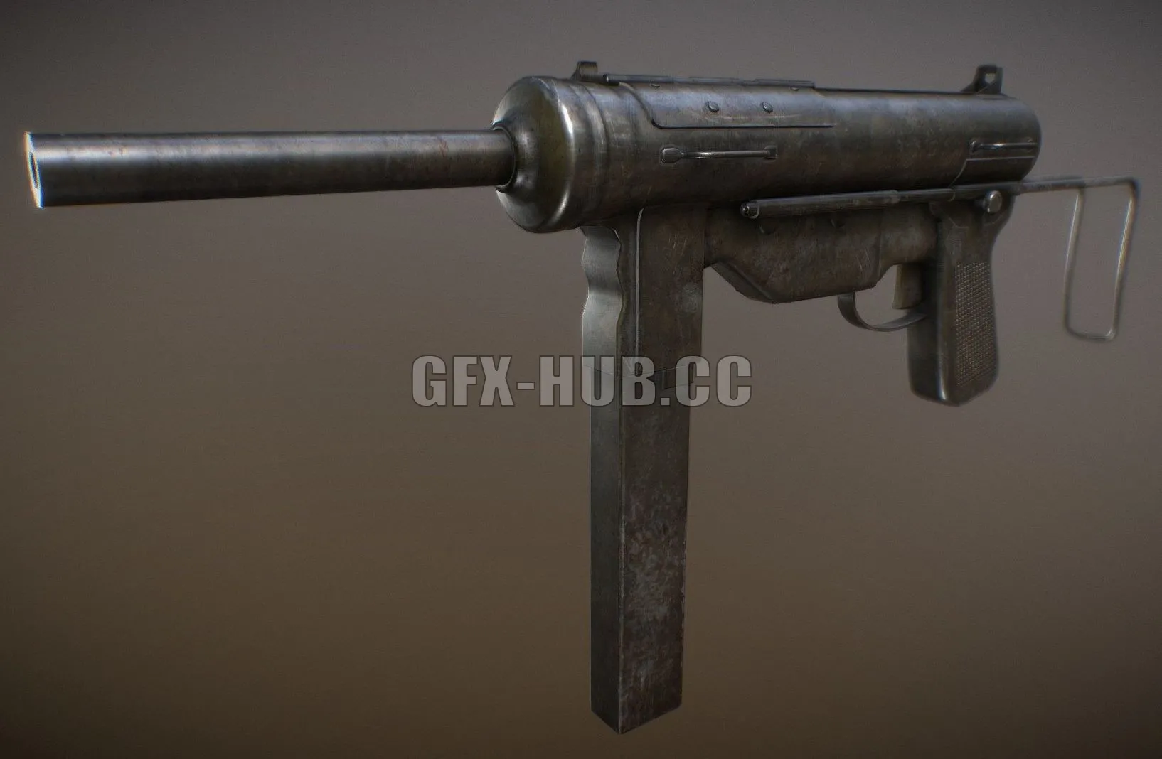 PBR Game 3D Model – WW2 Grease Gun