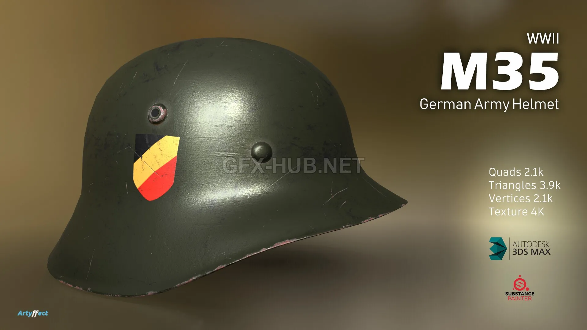 PBR Game 3D Model – WWII M35 German Helmet