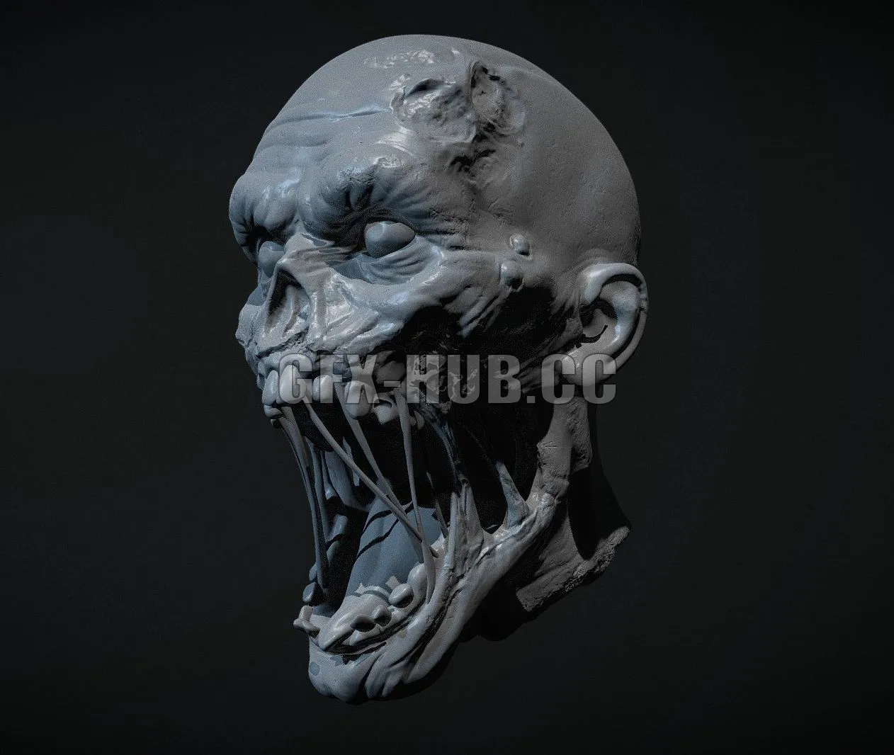 PBR Game 3D Model – Zombie Head 1