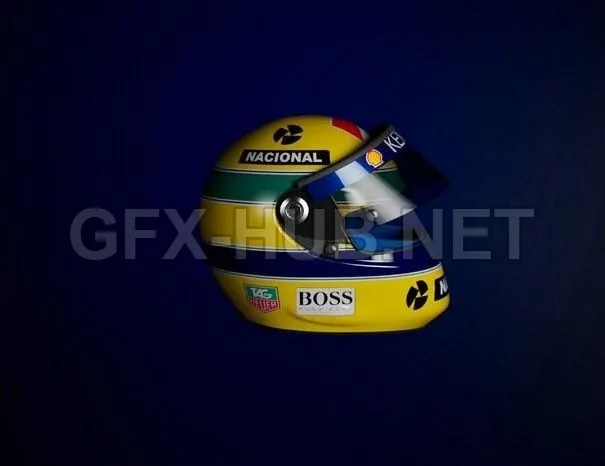 PBR Game 3D Model – Ayrton Senna Helmet