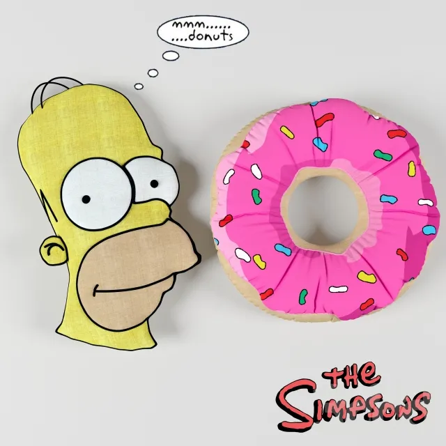 CHILDRENS ROOM DECOR – Homer Simpson with Donut Pillows