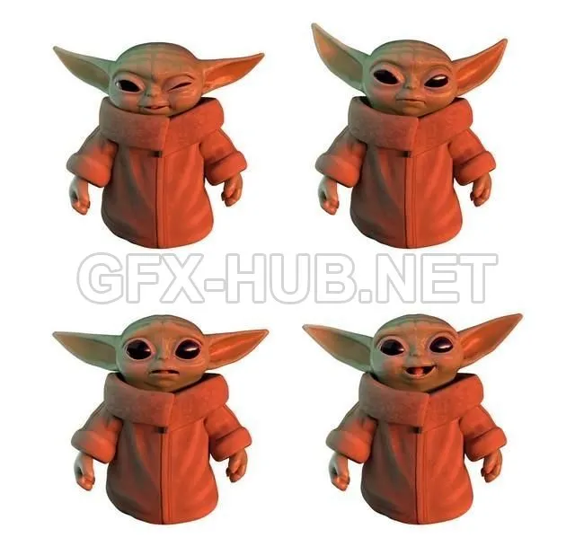 PBR Game 3D Model – Baby Yoda Rig