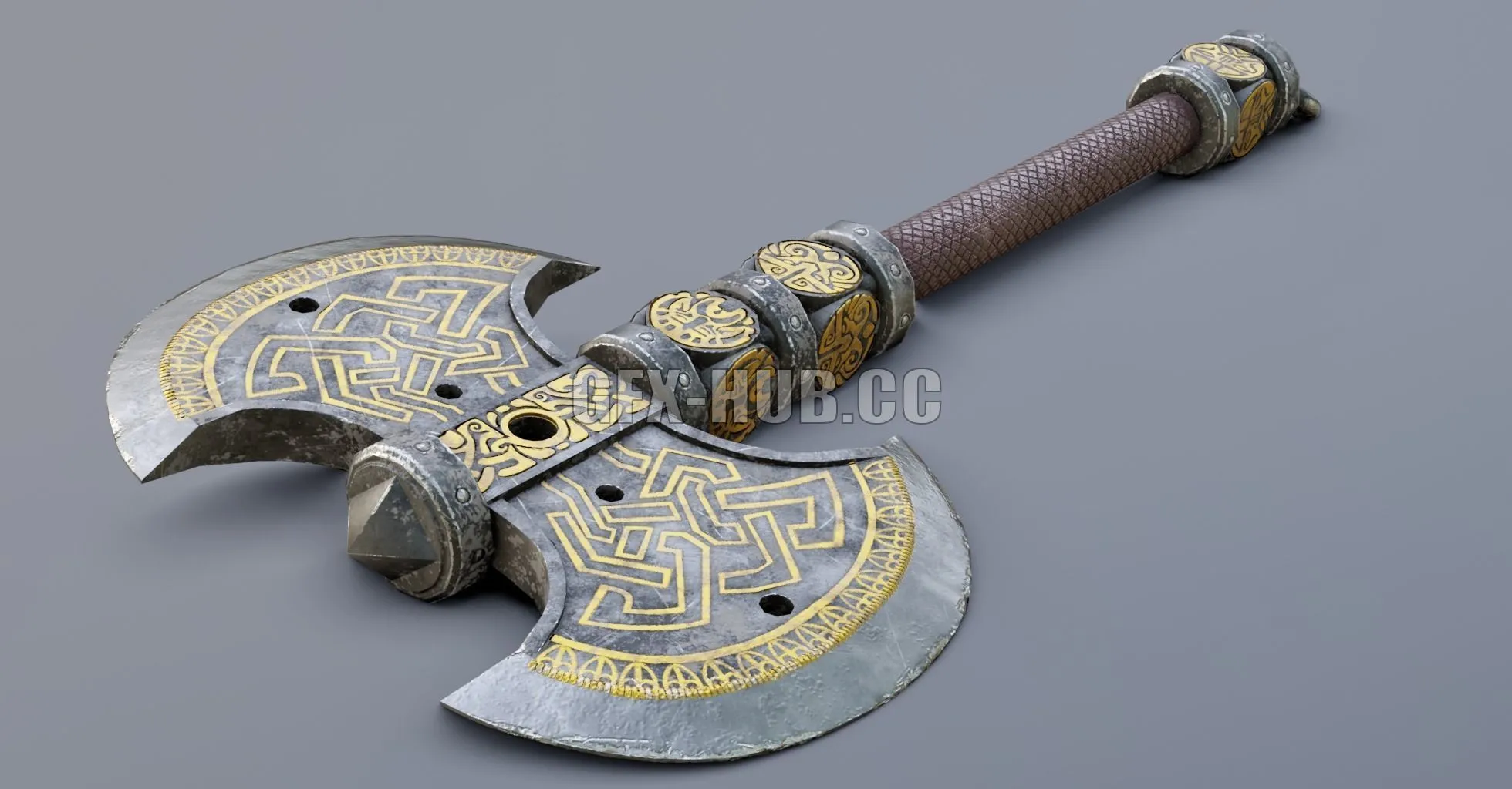 PBR Game 3D Model – Barbarian Axe Low poly