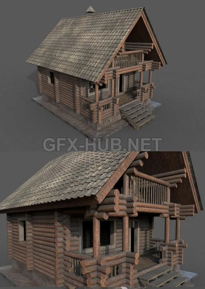 PBR Game 3D Model – Bath house