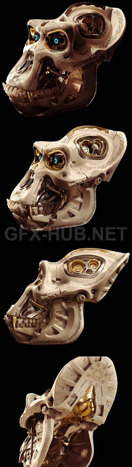 PBR Game 3D Model – Battle Gorilla Skull