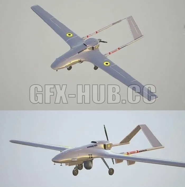 PBR Game 3D Model – Bayraktar TB2 unmanned aircraft