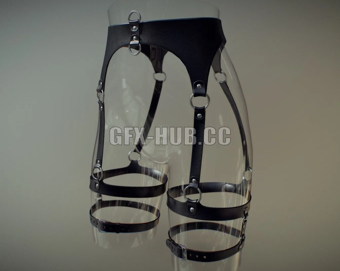 PBR Game 3D Model – BDSM Leather Hips Belt Bondage Portupeya