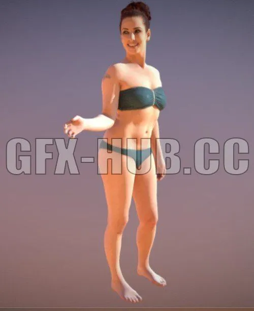 PBR Game 3D Model – Beach Woman Bikini Standing Yearn Couple