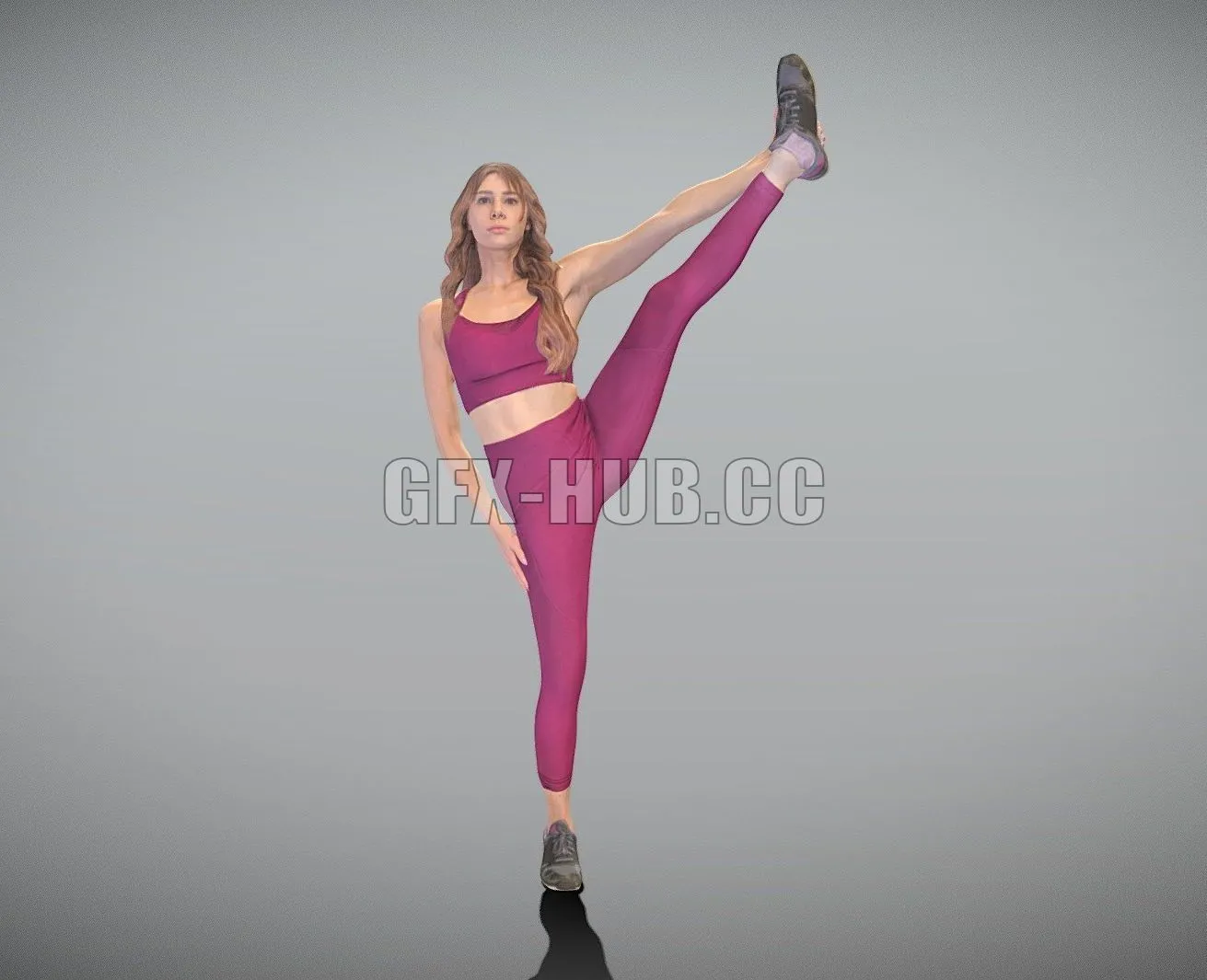 PBR Game 3D Model – Beautiful woman doing gymnastics 379