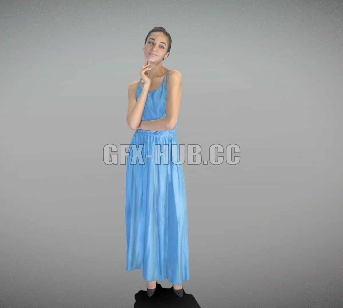 PBR Game 3D Model – Beautiful woman in evening dress 325