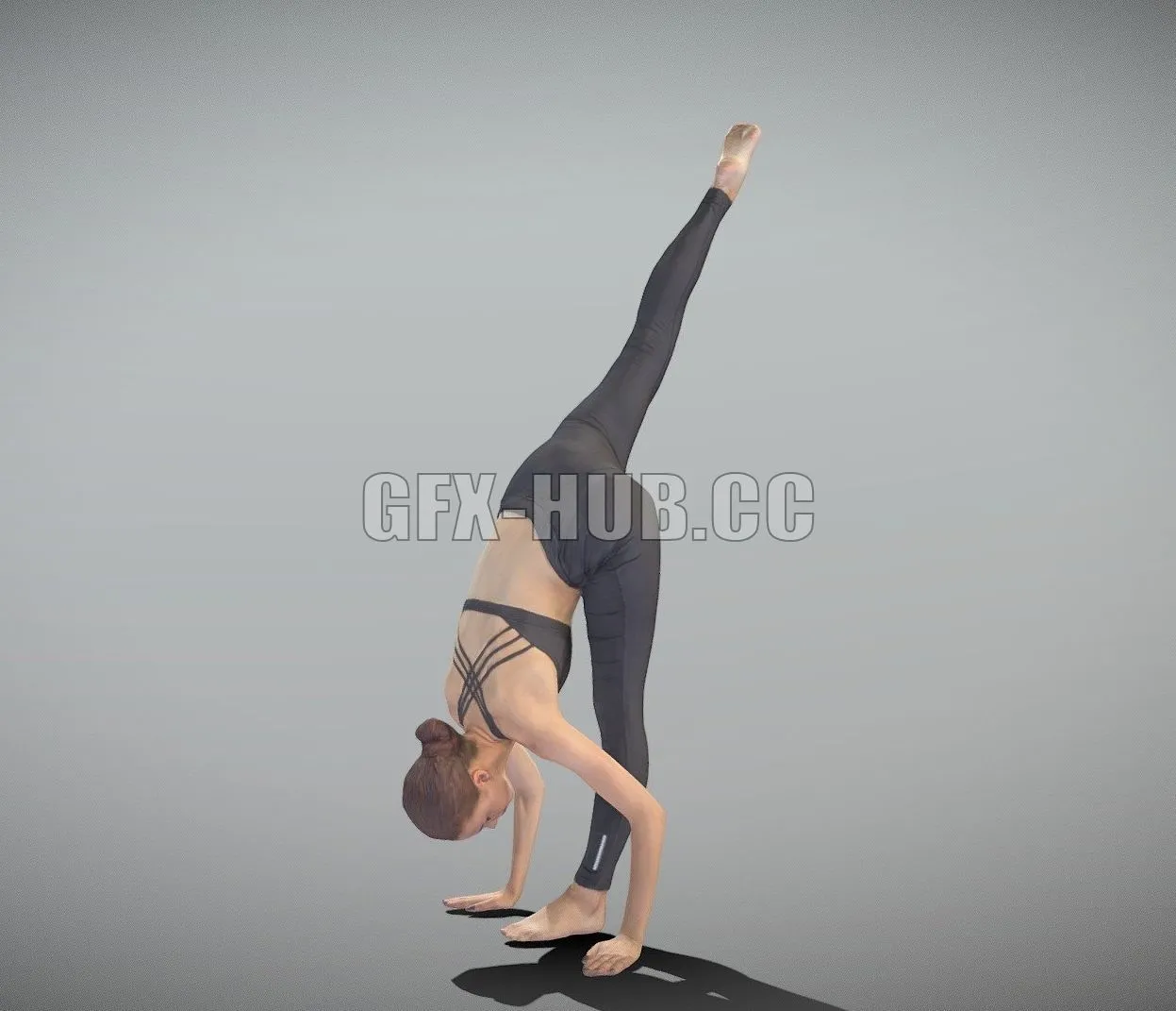 PBR Game 3D Model – Beautiful woman practising gymnastics 152