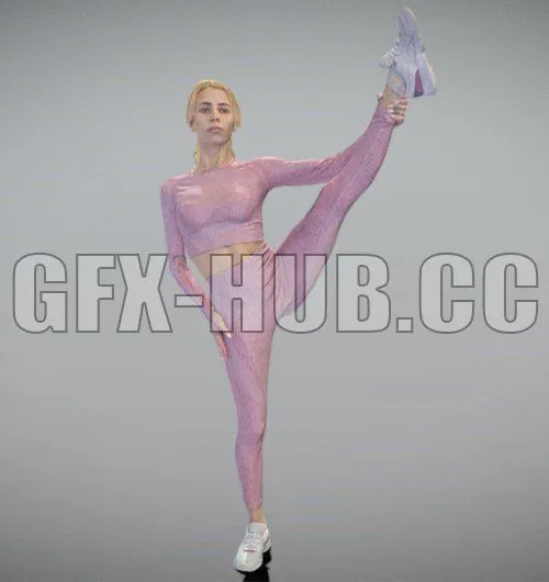 PBR Game 3D Model – Beautiful woman stretching leg 300