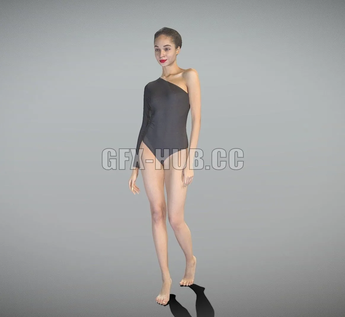 PBR Game 3D Model – Beautiful young woman in bodysuit walking 372
