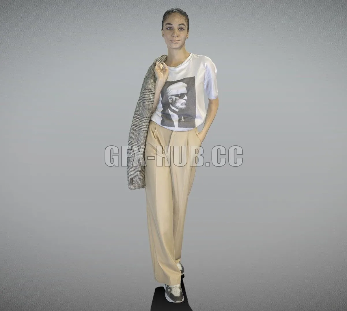 PBR Game 3D Model – Beautiful young woman walking 275