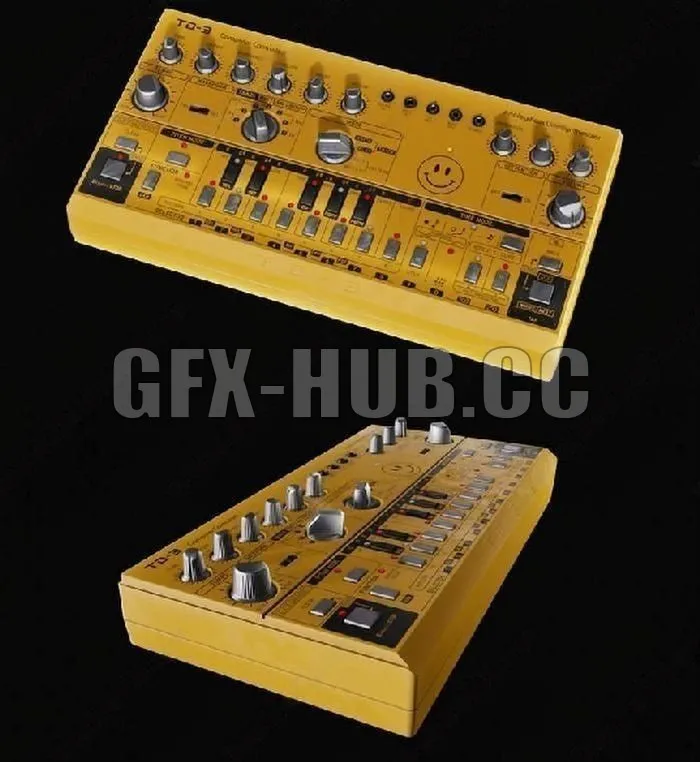 PBR Game 3D Model – Behringer TD-3 analog synthesizer