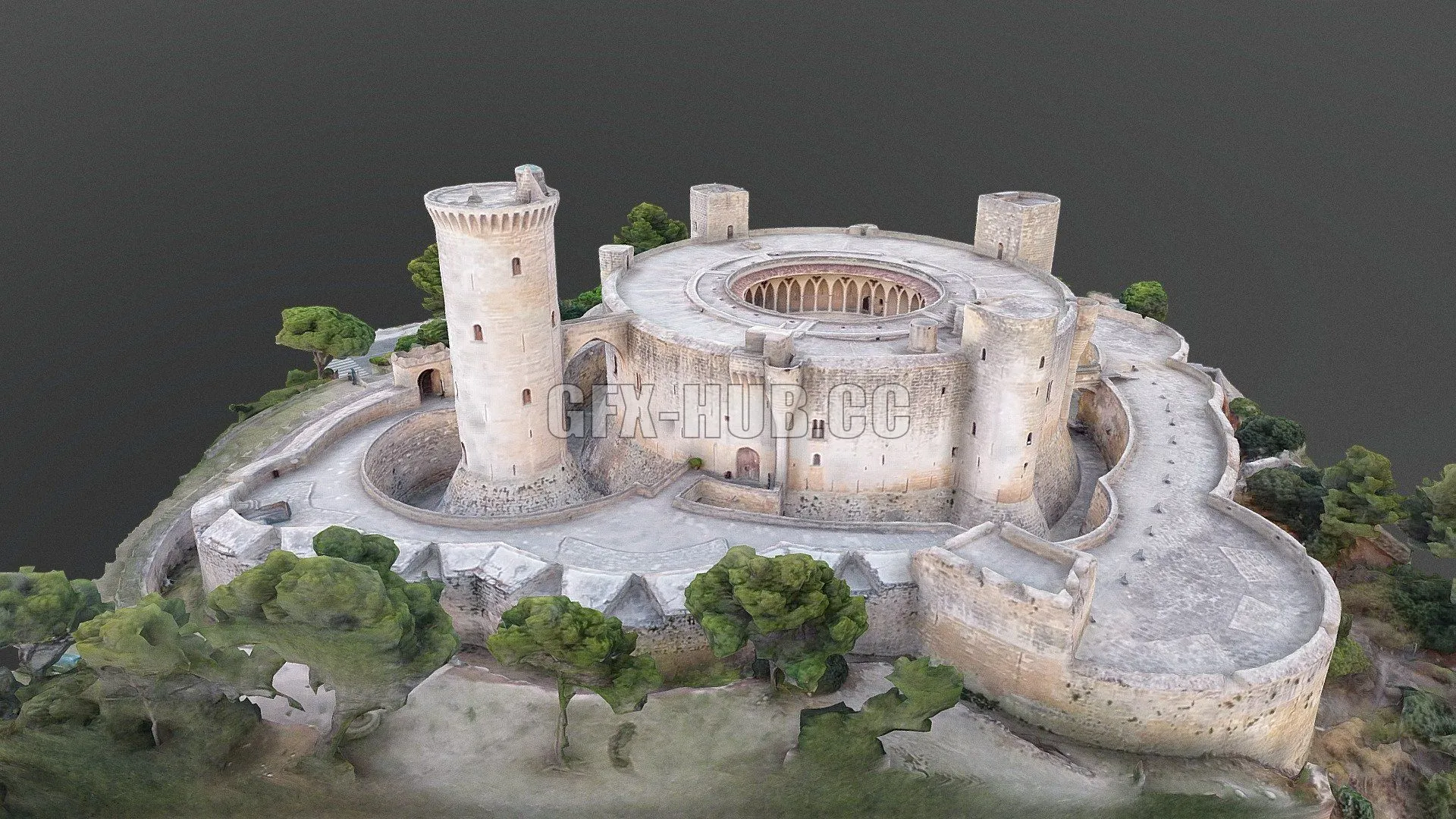 PBR Game 3D Model – Bellver castle