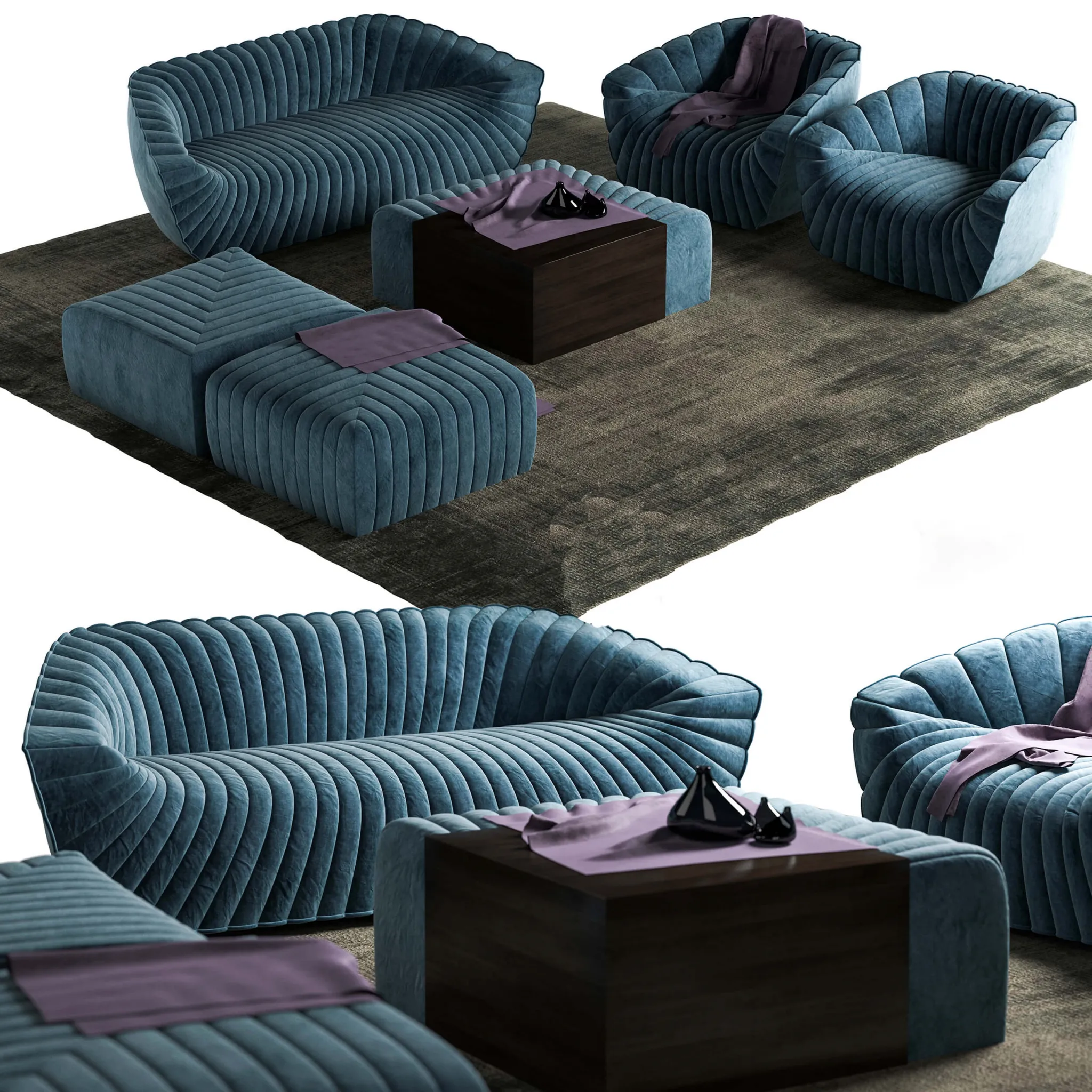 SOFA – Chic blue sofa set 008