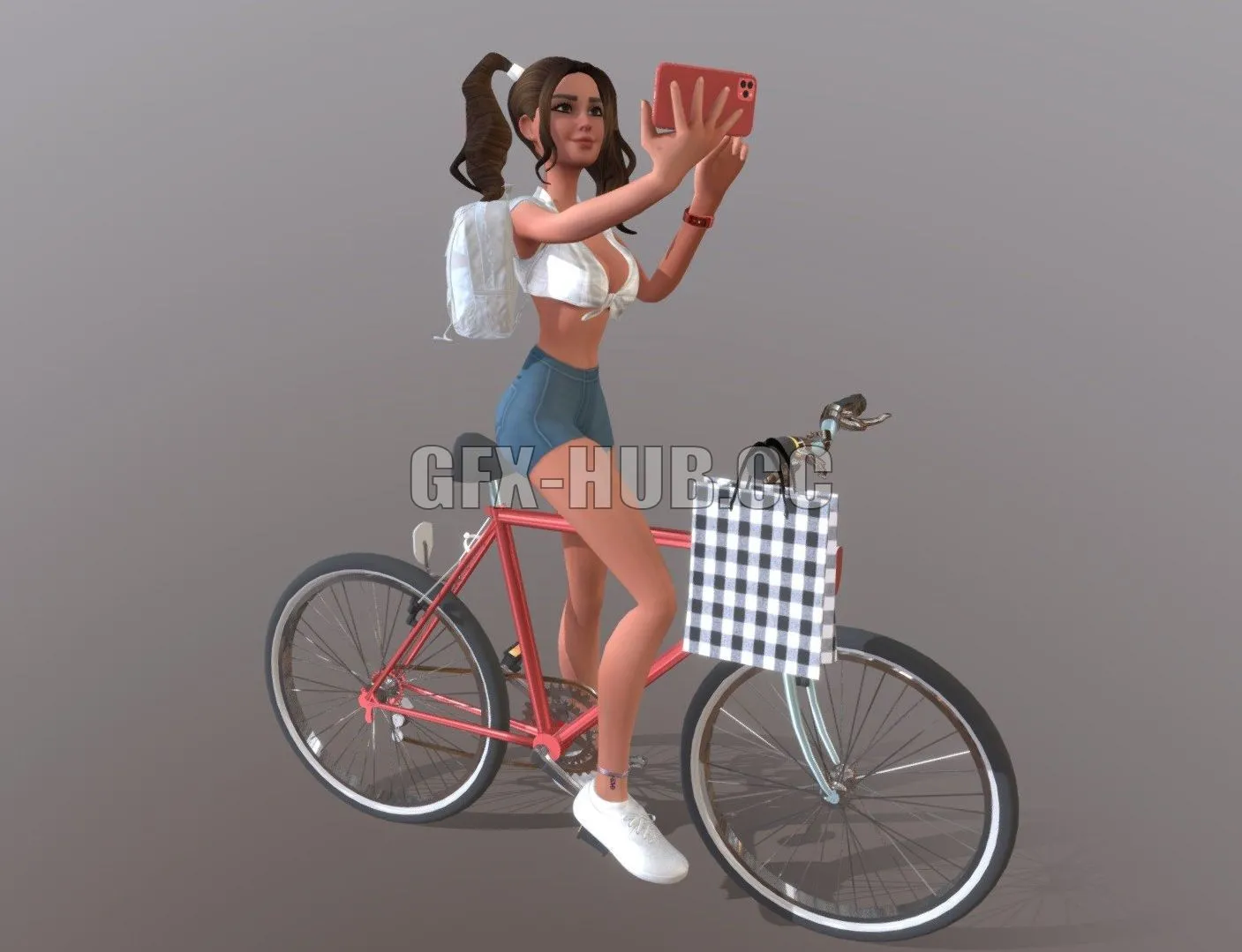 PBR Game 3D Model – Bike Girl