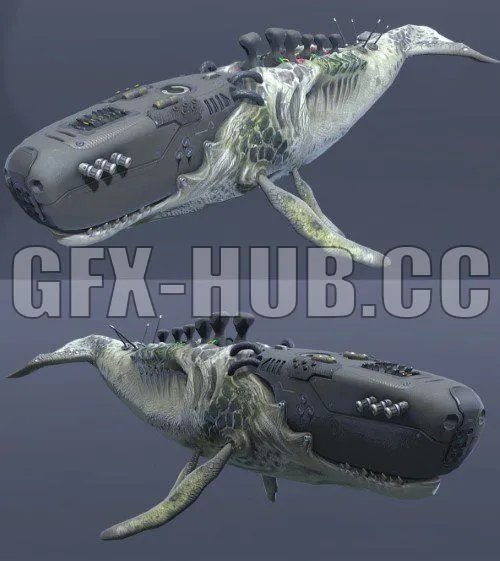 PBR Game 3D Model – Biomechanical Whale