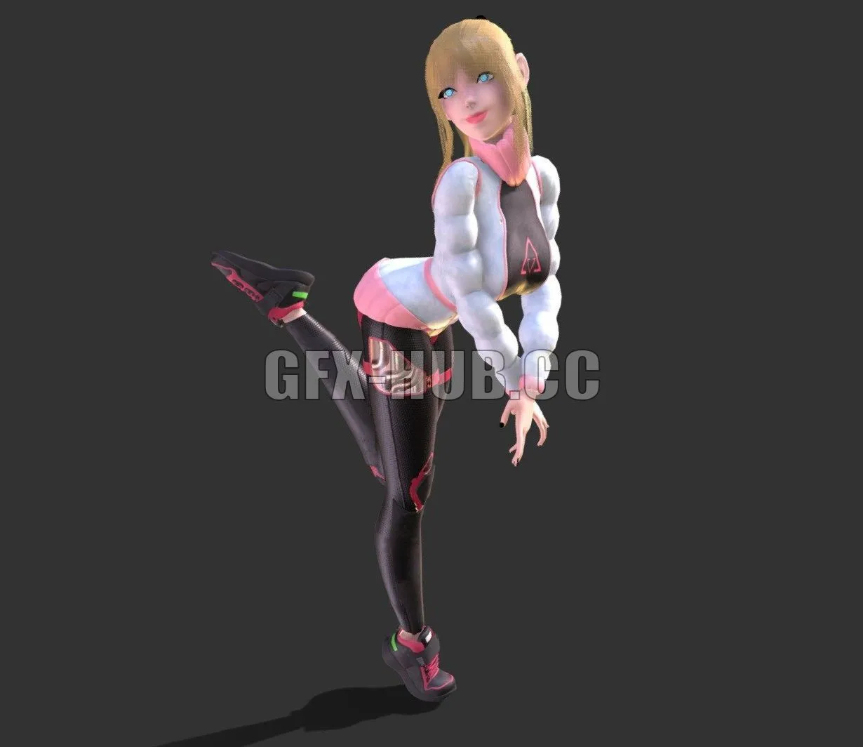 PBR Game 3D Model – Bionic Girl Monica