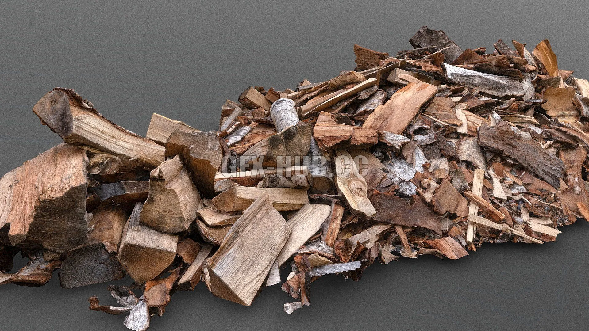 PBR Game 3D Model – Birch bark heap