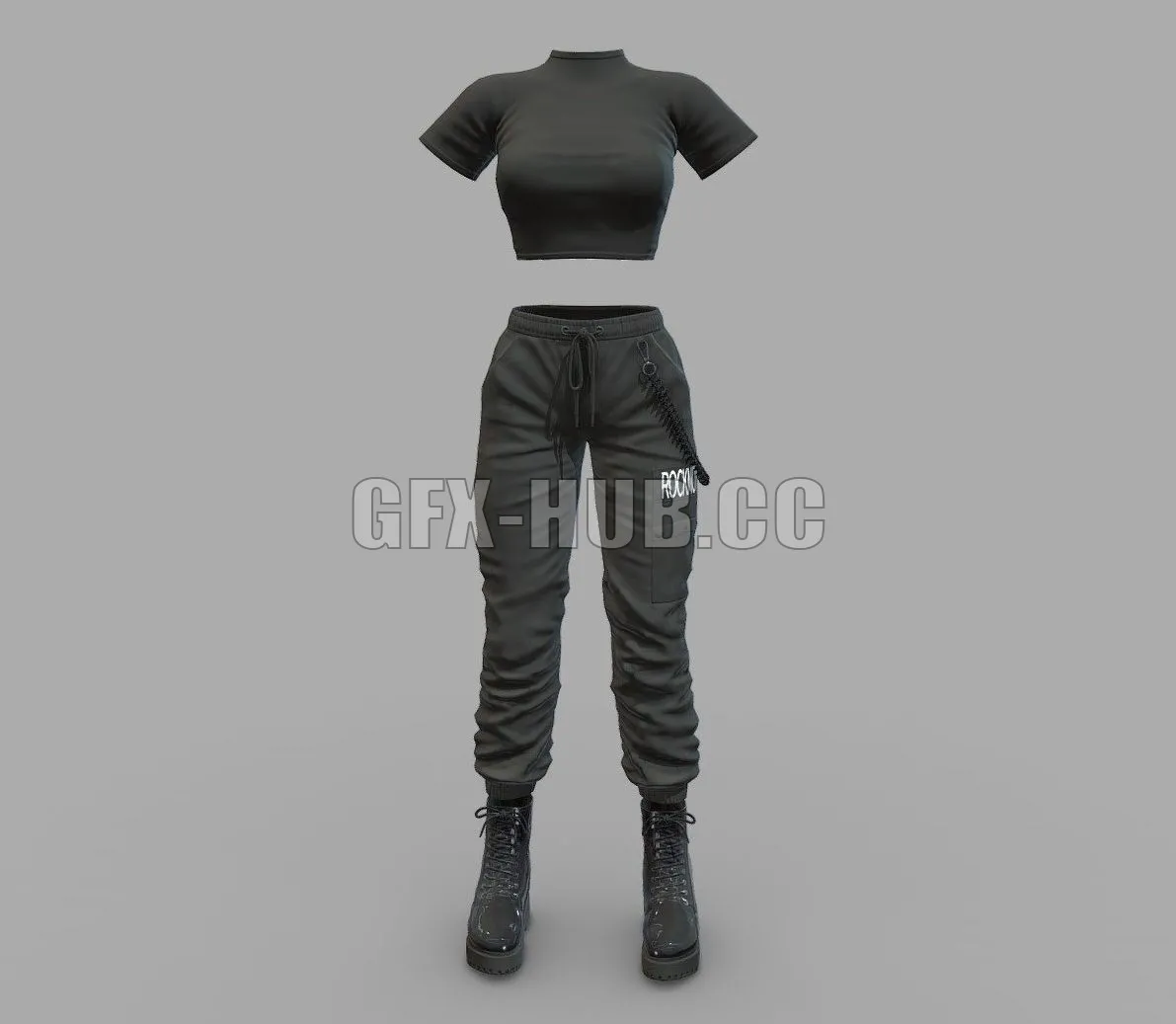 PBR Game 3D Model – Black Cargo Outfit
