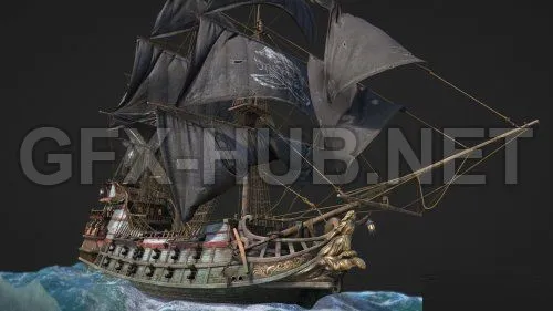 PBR Game 3D Model – Black Sail Catherine