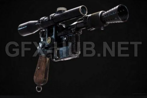 PBR Game 3D Model – Blastech Industries DL-44 Heavy Blaster Pistol PBR