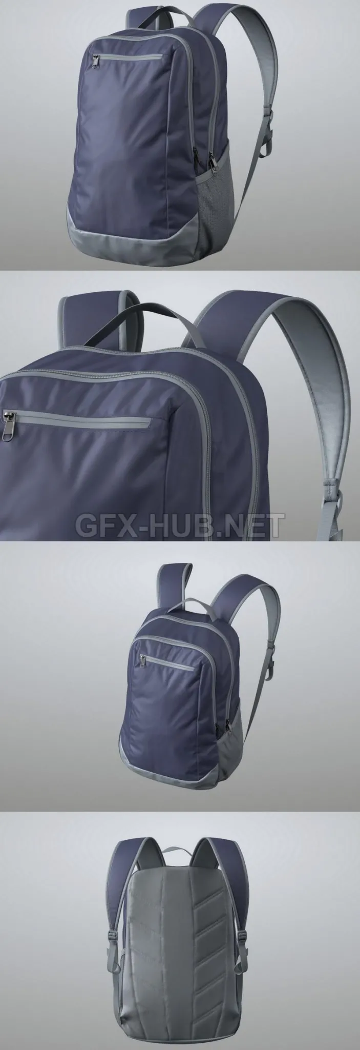 PBR Game 3D Model – Blue Backpack