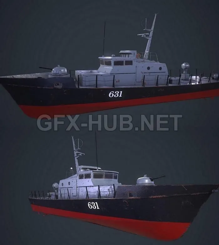 PBR Game 3D Model – Boat project 1400m Grif