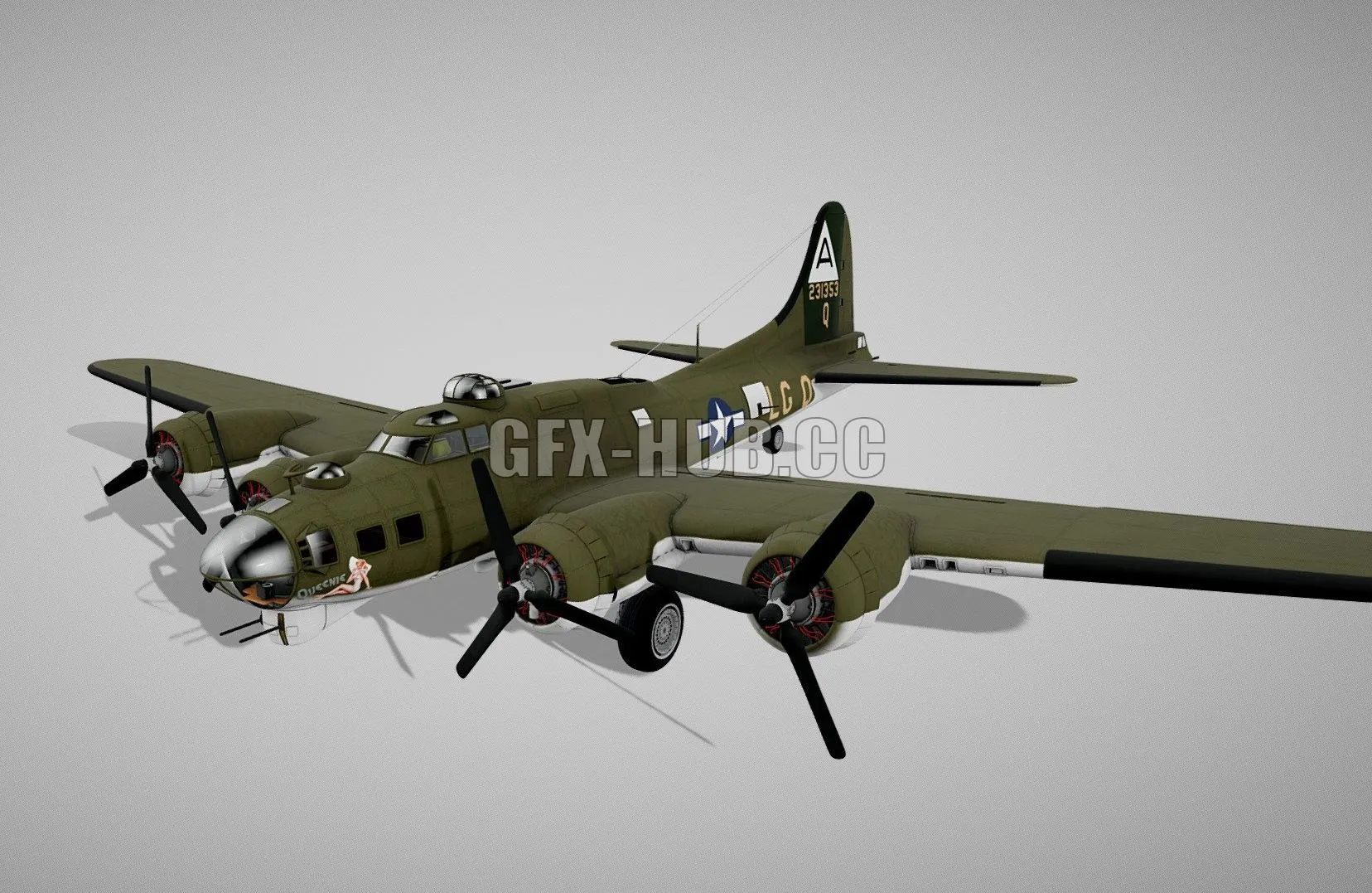 PBR Game 3D Model – Boeing B-17 Super Fortress Bomber