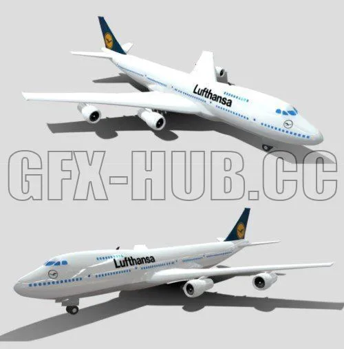 PBR Game 3D Model – Boeing Lufthansa