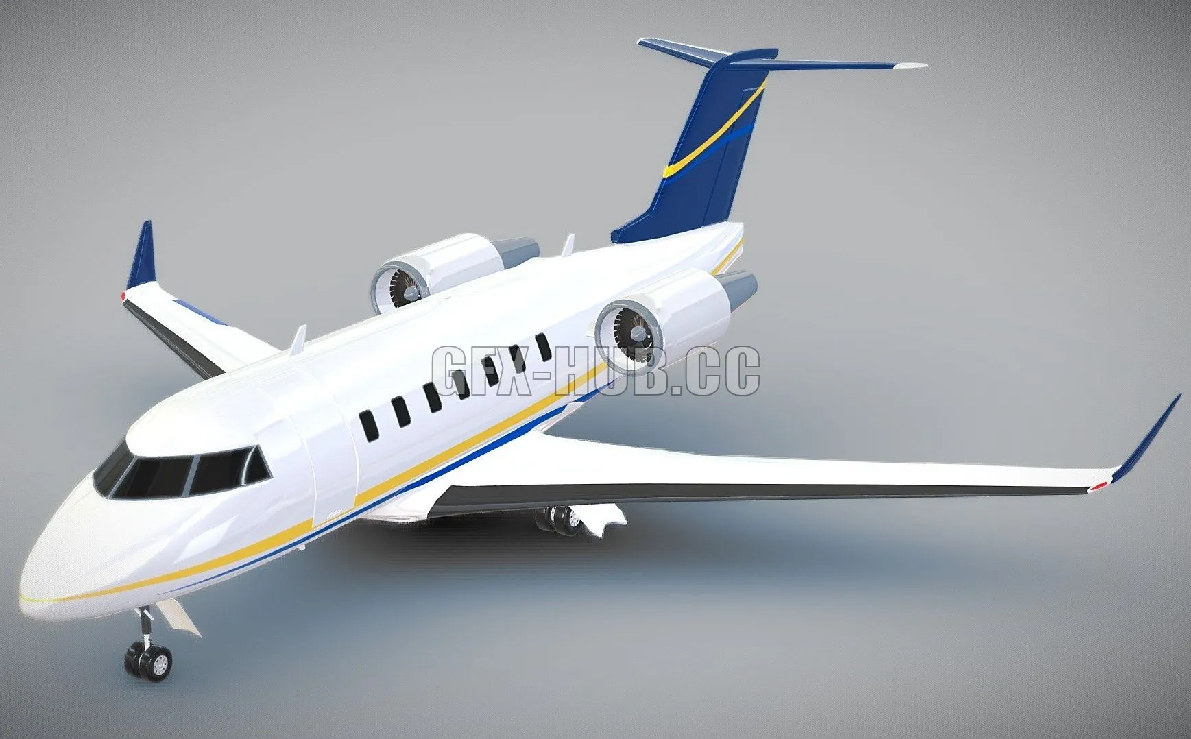 PBR Game 3D Model – Bombardier Challenger 600 business jet
