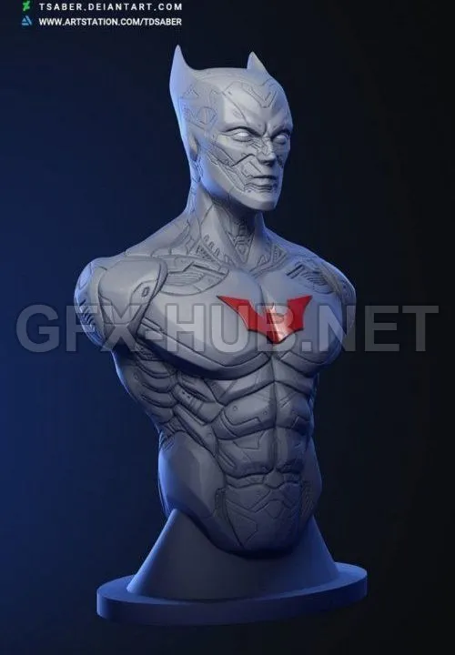 PBR Game 3D Model – 3D print model Batman Beyond bust