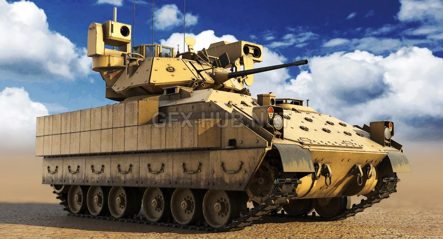 PBR Game 3D Model – Bradley M2A3 Tank