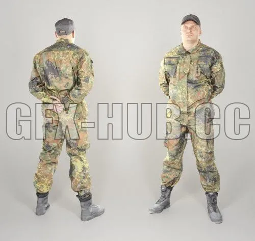 PBR Game 3D Model – Brave man in military uniform 104