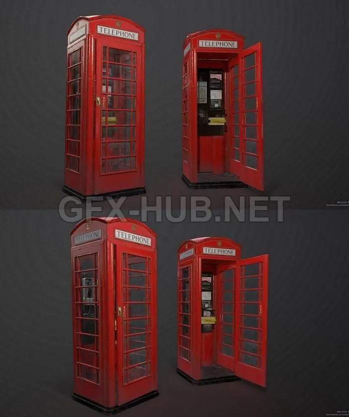 PBR Game 3D Model – British K6 telephone box
