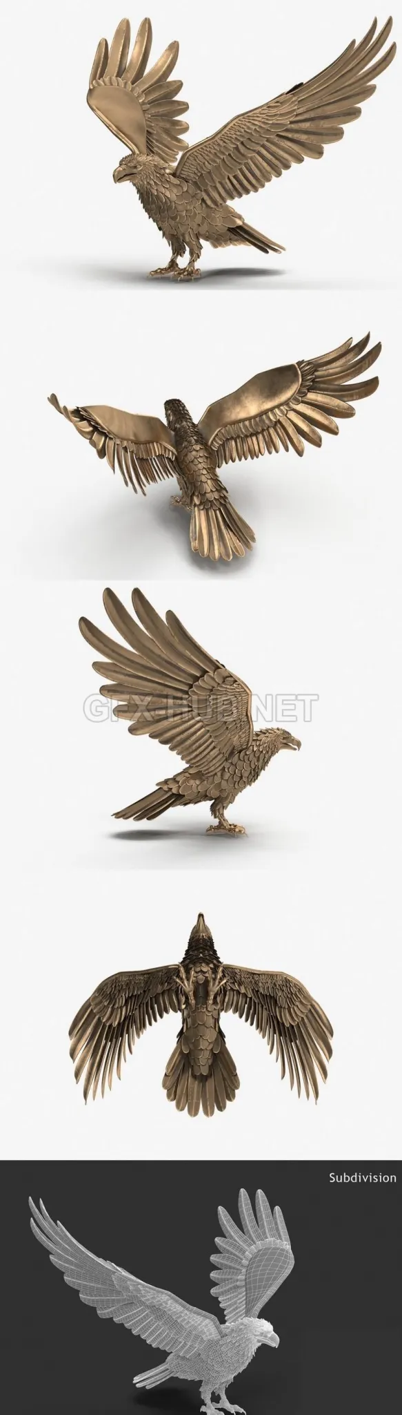 PBR Game 3D Model – Bronze Eagle