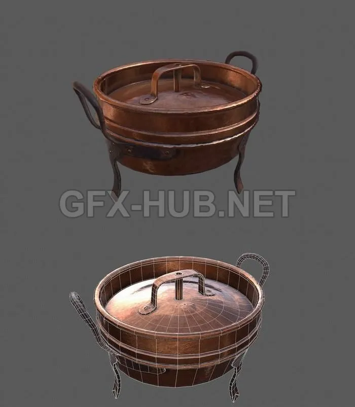 PBR Game 3D Model – Bronze Pot