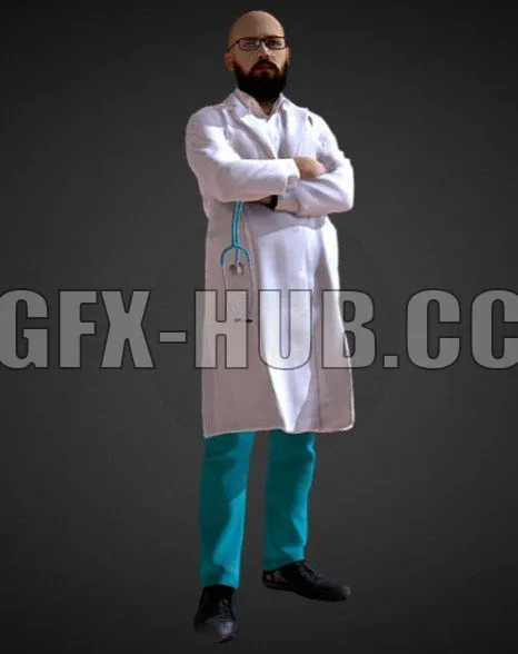 PBR Game 3D Model – 3D Scan Man Doctor 026