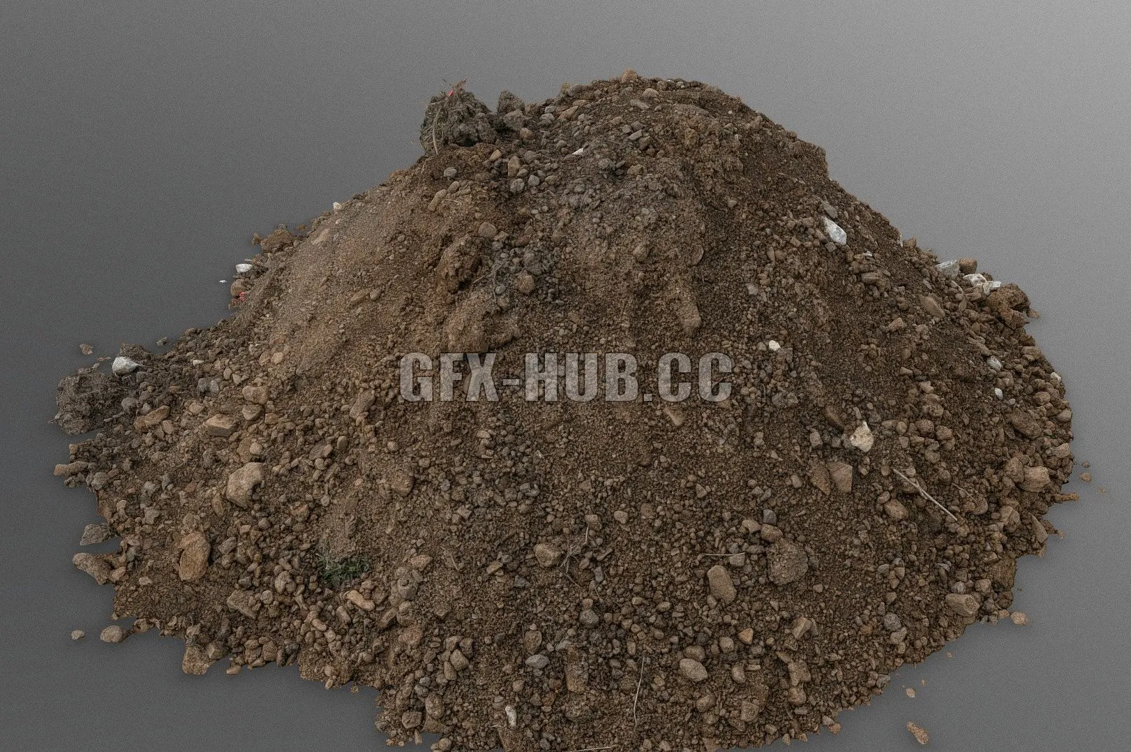 PBR Game 3D Model – Brown soil pile with stones