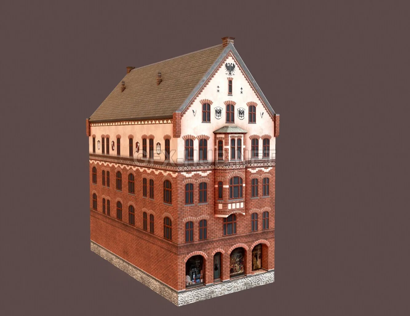 PBR Game 3D Model – Bryggen buildings
