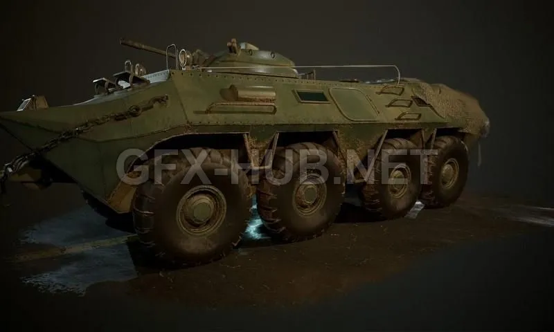 PBR Game 3D Model – BTR Military Vehicle