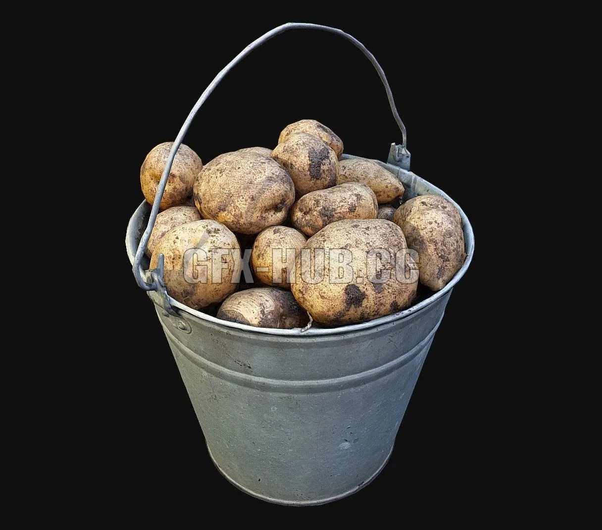 PBR Game 3D Model – Bucket Of Potatoes