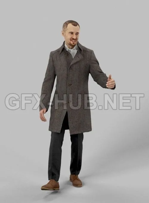 PBR Game 3D Model – Business Man Walking
