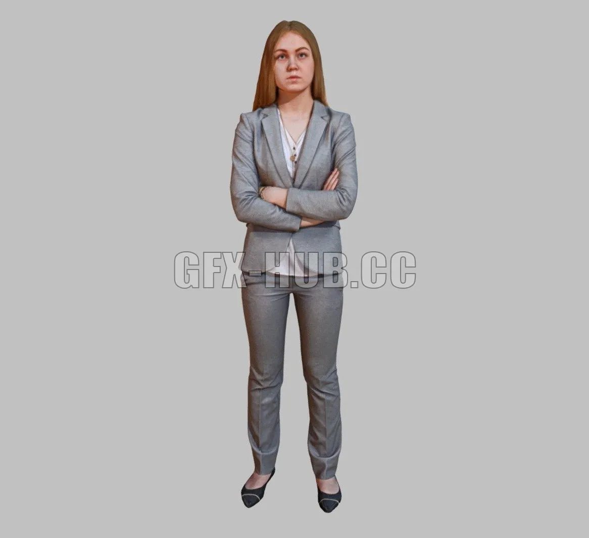 PBR Game 3D Model – Business Woman Listening