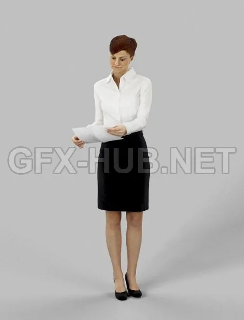 PBR Game 3D Model – Business Woman Standing 02