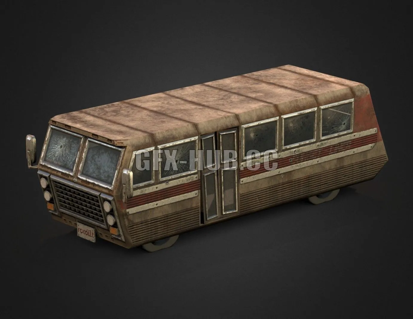 PBR Game 3D Model – Busted Bus