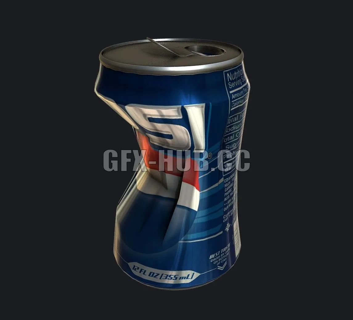 PBR Game 3D Model – Busted Pepsi Can