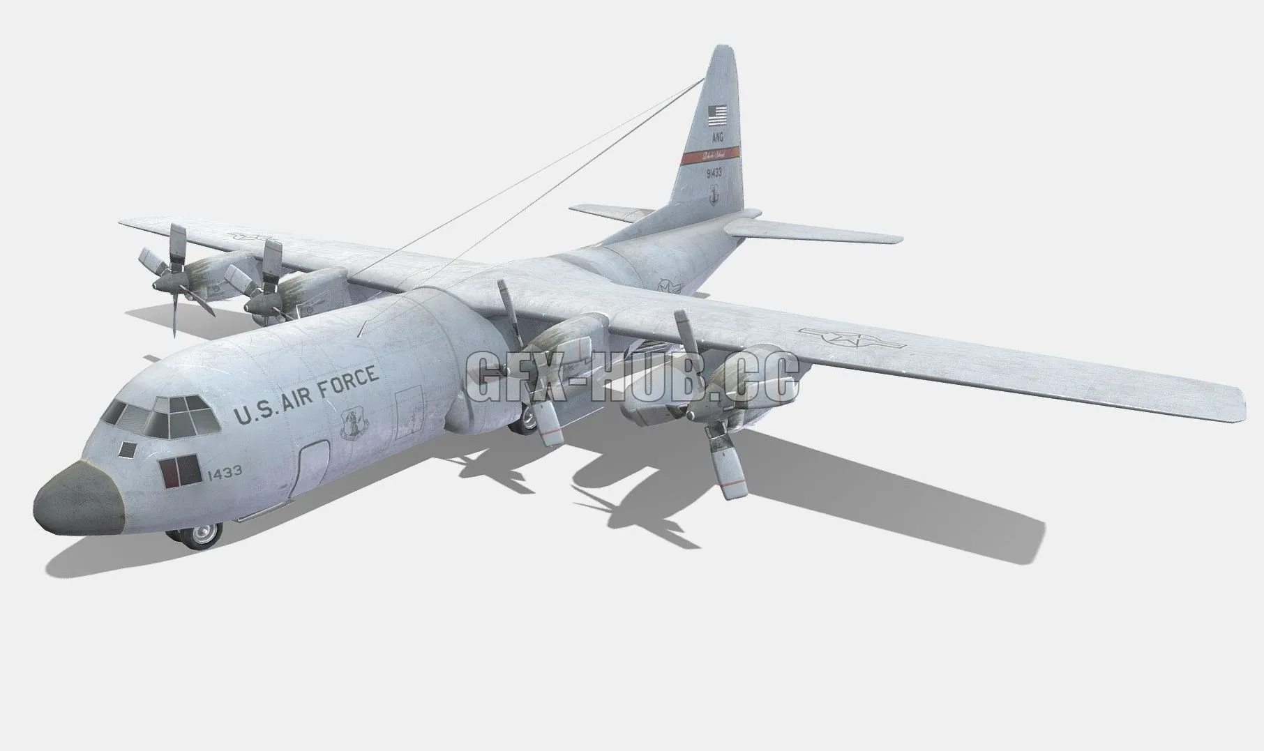 PBR Game 3D Model – C-130 Military Cargo Plane